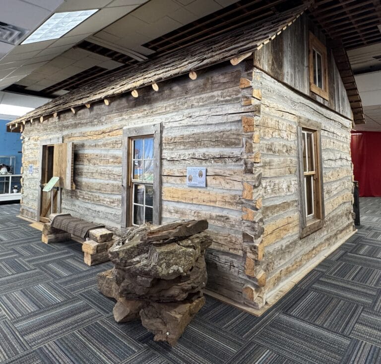 Cabin inside the Clay County Museum